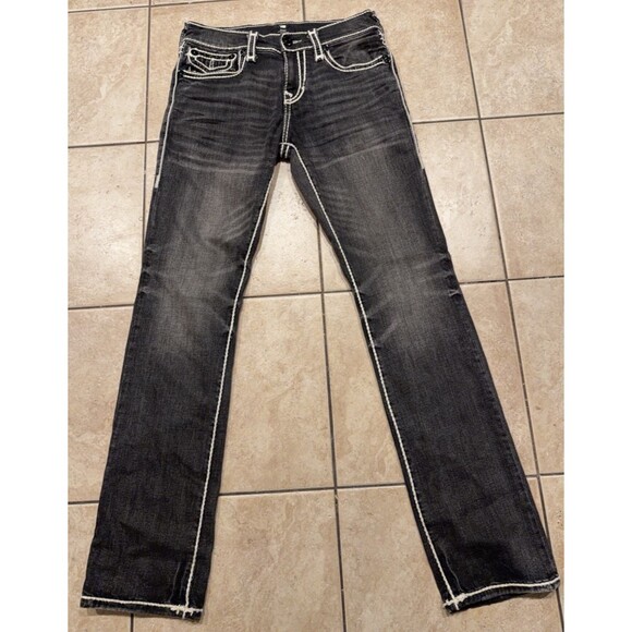 True Religion Other - True Religion Ricky Jeans Mens 30x32 Black Relaxed Straight Denim Rope Flap